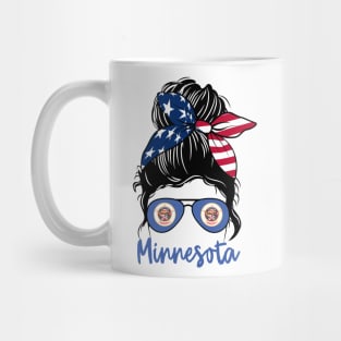 Minnesota girl Messy bun , American Girl , Minnesota Flag Mug